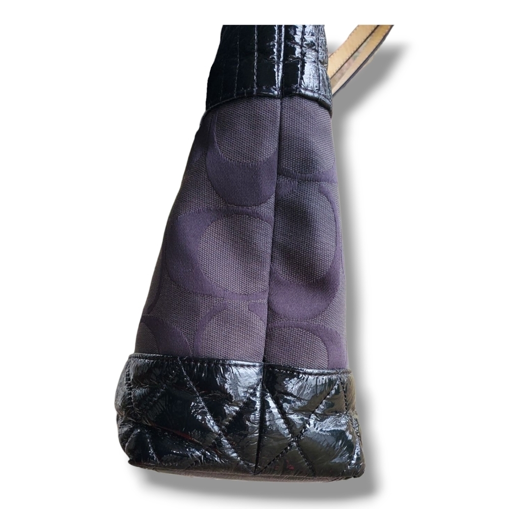 Coach 18676 Quilted Poppy Black on Black Jacquard Silver Hardware Tote Bag - Picture 10 of 17